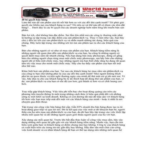 20 bí quyết bán hàng