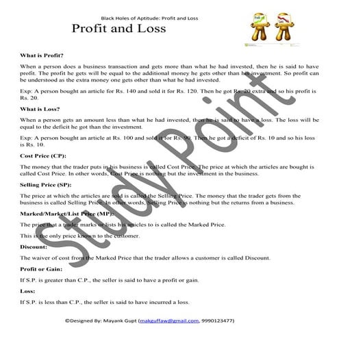 Profit and Loss
