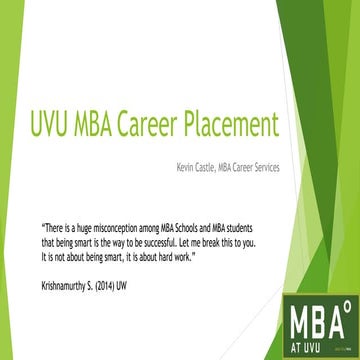 UVU MBA Career Placement Vision
