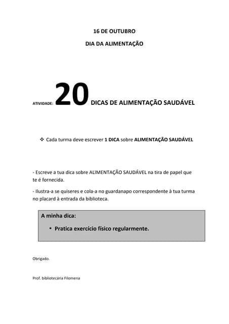 20 dicas de alimentação saudável
