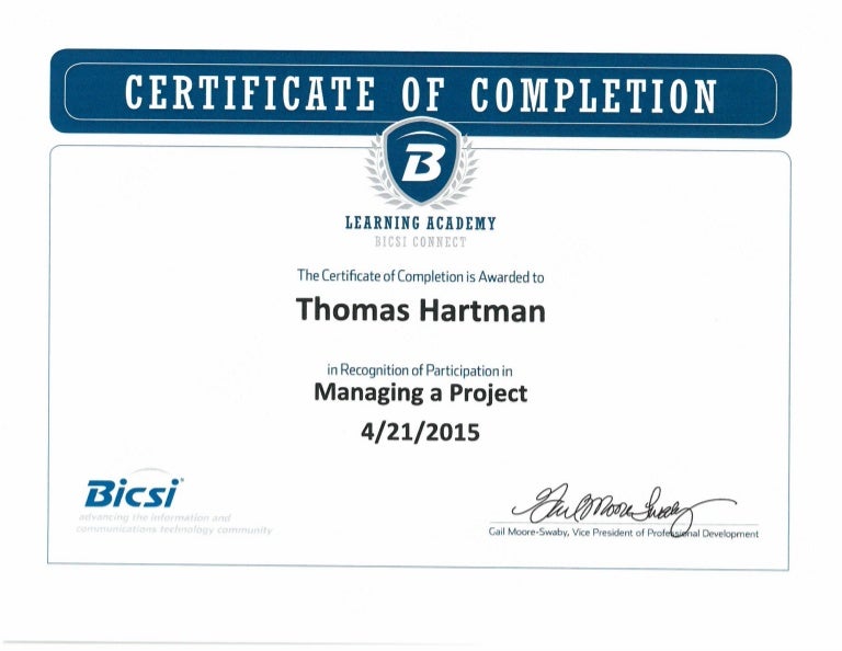 Certificate of Completion