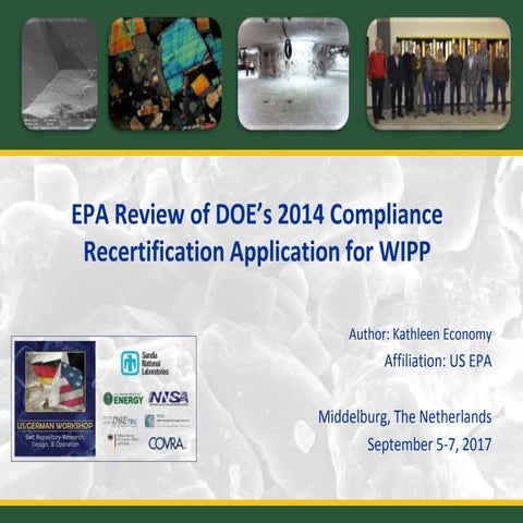 20 EPA Review of DOE’s 2014 Compliance Recertification Application for WIPP