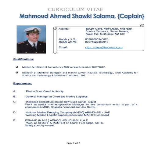 Mahmoud Salama C.V 2015