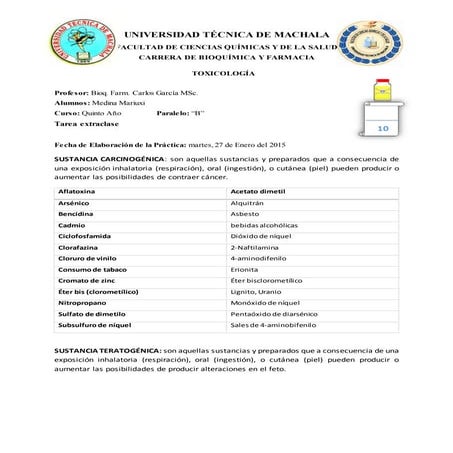 20ejemplos sustancs carcinogenicas toxico