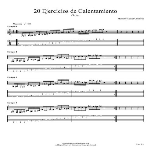 20 ejercicios de calentamiento - Guitar