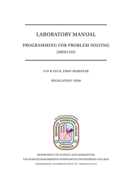20ES1152 Programming for Problem Solving Lab Manual VRSEC.pdf
