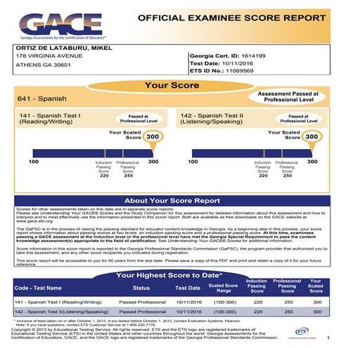 GACEScoreReport | PDF