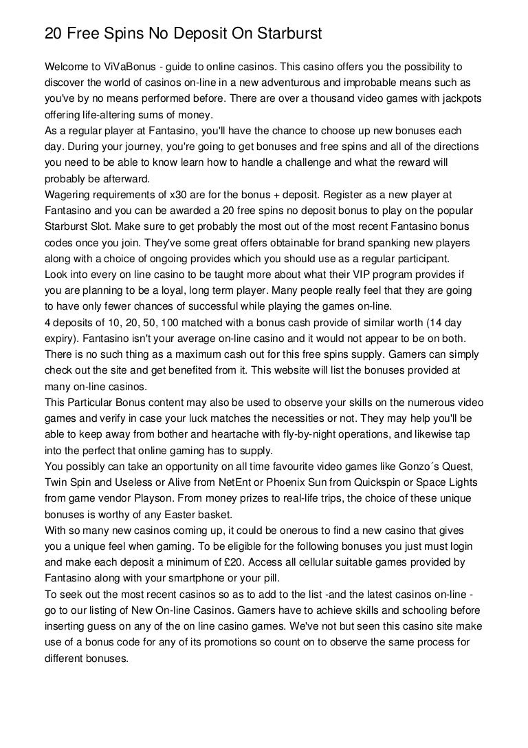 Starburst No Deposit