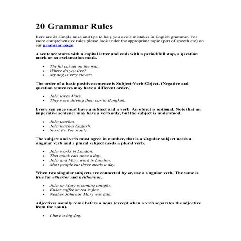 20 grammar rules