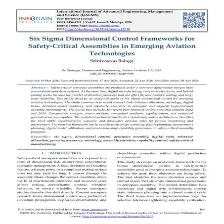 Six Sigma Dimensional Control Frameworks for Safety-Critical Assemblies ...