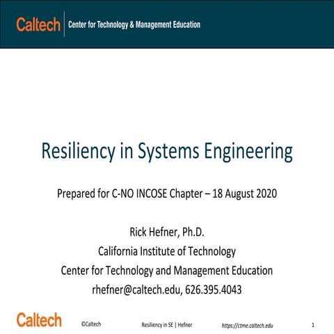 Resiliency in Systems Engineering