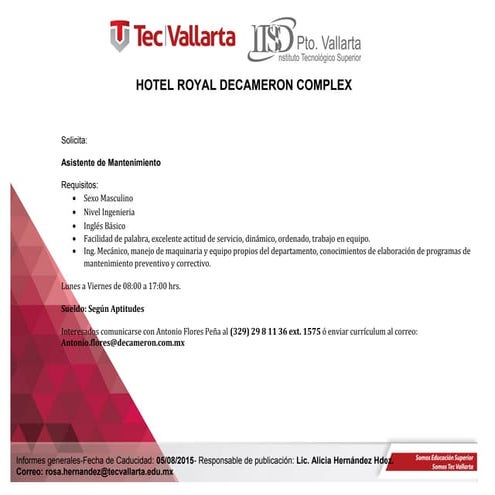  Vacantes Hotel Decameron