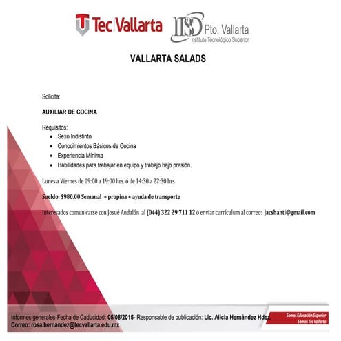  Vacantes Vallarta Salads