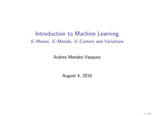 20 k-means, k-center, k-meoids and variations
