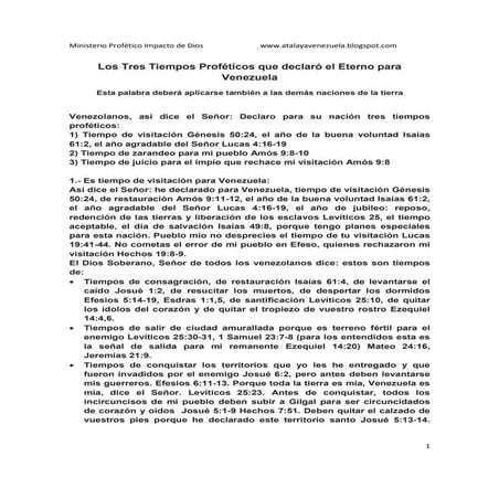 20 los tres tiempos proféticos que declaró el eterno para venezuela y las dem...
