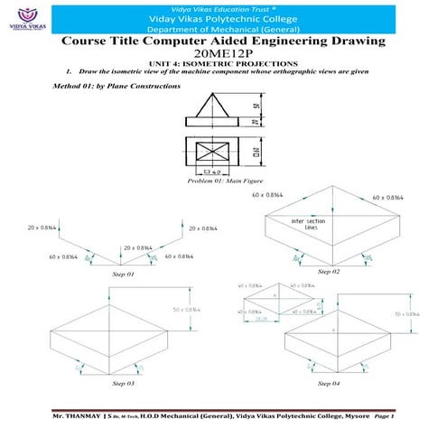 Computer Aided Engineering Drawing 20ME12P unit 03 3d to orthographic ...