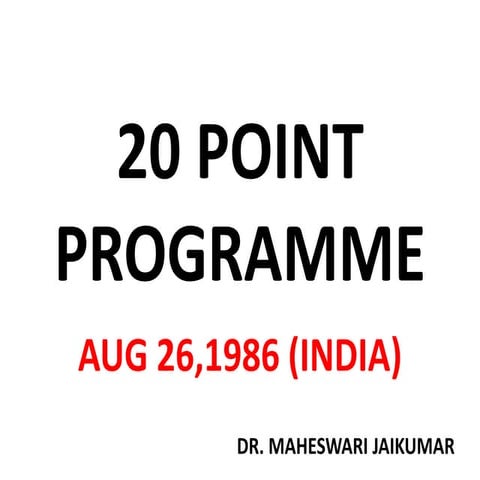 20 POINT PROGRAMME - INDIA