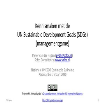 [nl] Kennismaken met de UN Sustainable Development Goals (SDGs); managementgame