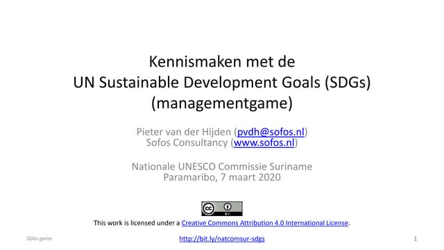 [nl] Kennismaken met de UN Sustainable Development Goals (SDGs); managementgame
