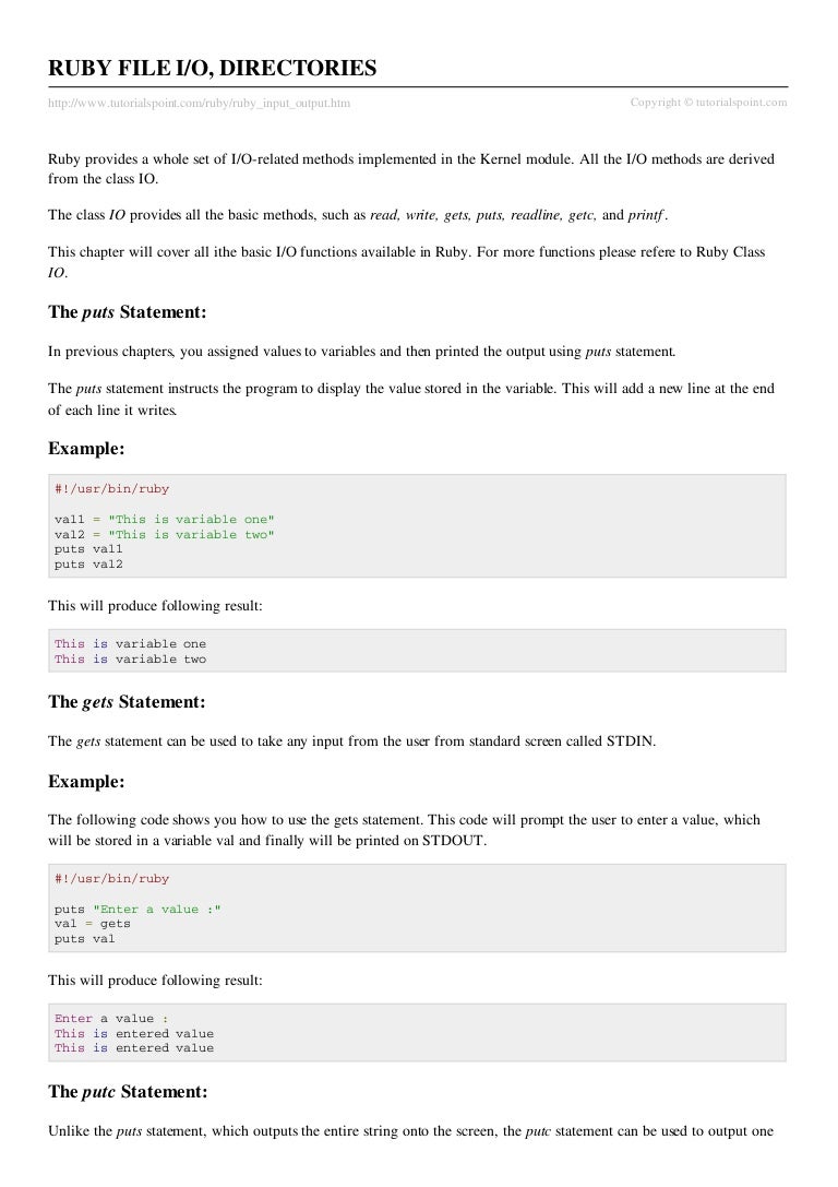 20 ruby input output