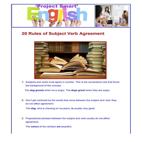 20 rules of subject verb agreement