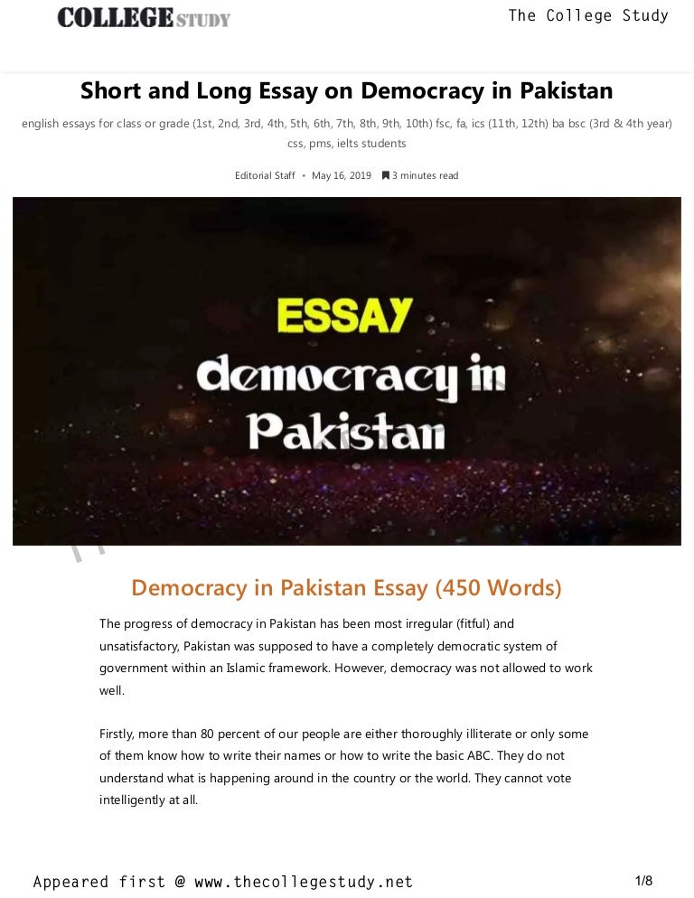 Democracy in pakistan essay 100 words picture