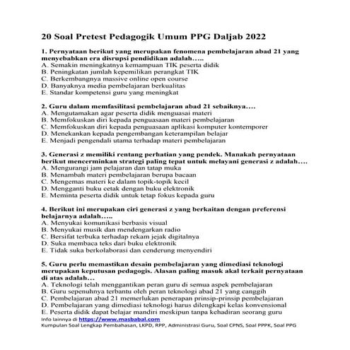 20 Soal Pretest Pedagogik Umum PPG Daljab 2022.pdf