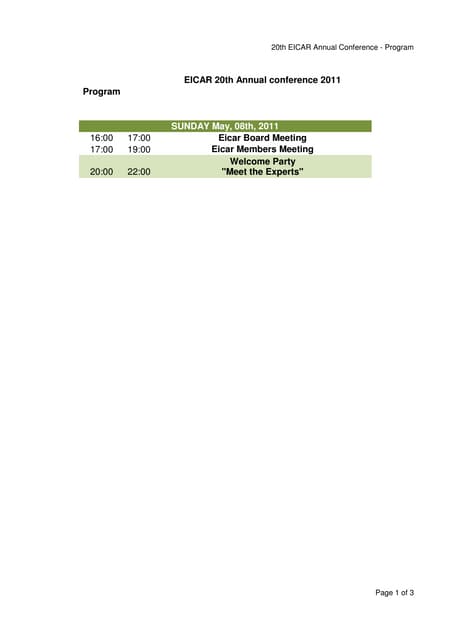 20th Eicar Annual Conference Program