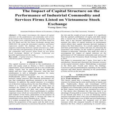 The Impact of Capital Structure on the Performance of Industrial ...