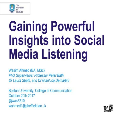 Keynote Talk - Gaining Powerful Insights into Social Media Listening