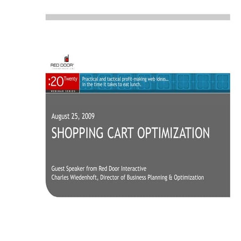 Shopping Cart Optimization for eCommerce Web Sites