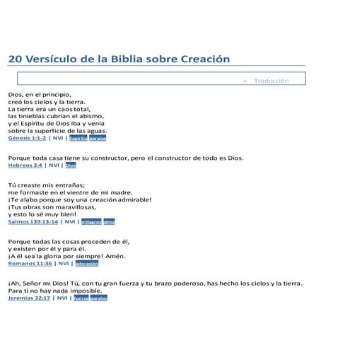 20 versículo de la biblia sobre creación | DOCX