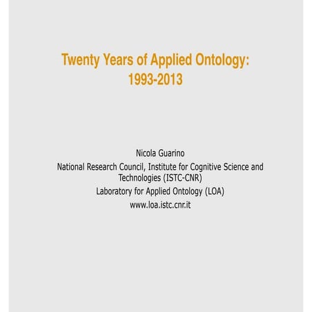 20 Years of Applied Ontology