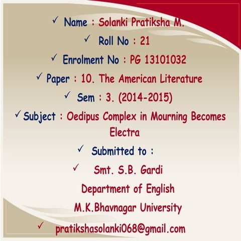 Oedipus Complex in Mourning Becomes Electra