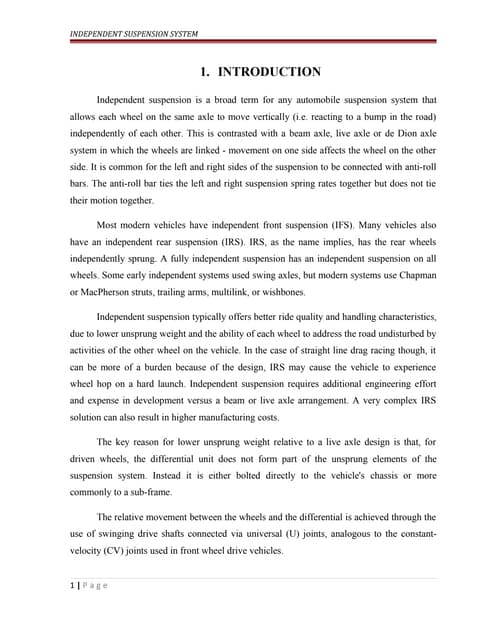 INDEPENDENT SUSPENSION SYSTEM