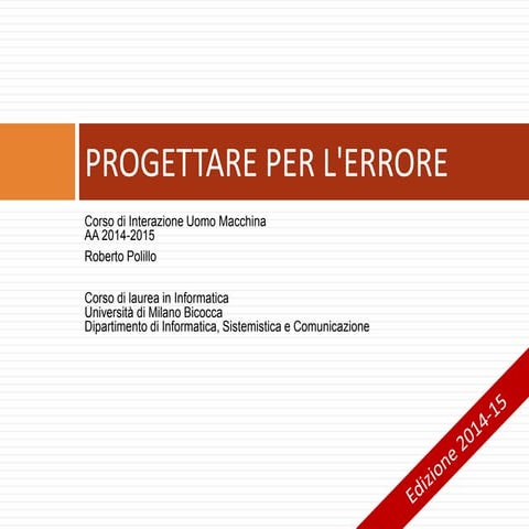 21. Progettare per l'errore