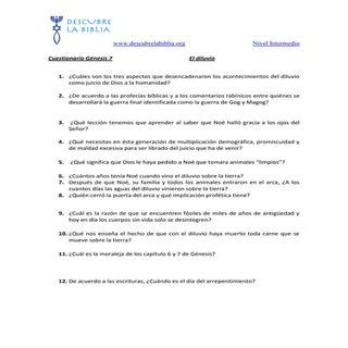 21.  cuestionario génesis 7 el diluvio