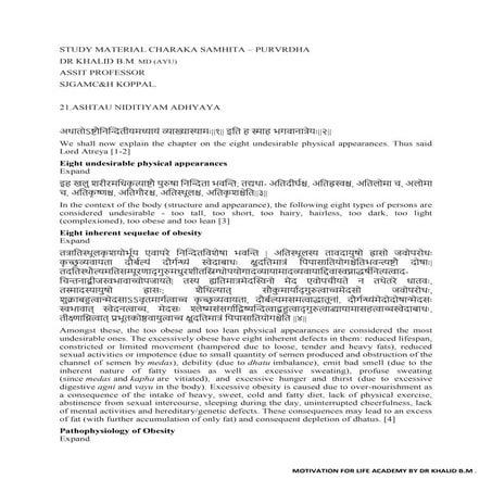 Charaka Samhita Sutra Sthana Chapter 21.Asthaounidhitiyam Adhyayam