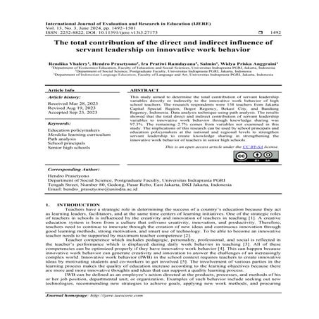 The total contribution of the direct and indirect influence of servant ...