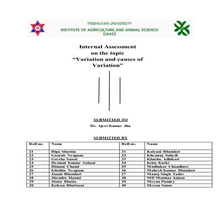  Variation and causes of variation