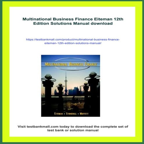 Multinational Business Finance Eiteman 12th Edition Solutions Manual | PDF