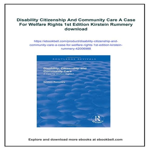 Disability Citizenship And Community Care A Case For Welfare Rights 1st Editi...