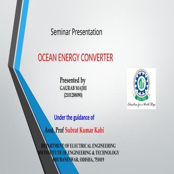 seminar topic on OCEAN ENERGY CONVERTER tidal energy | PPTX