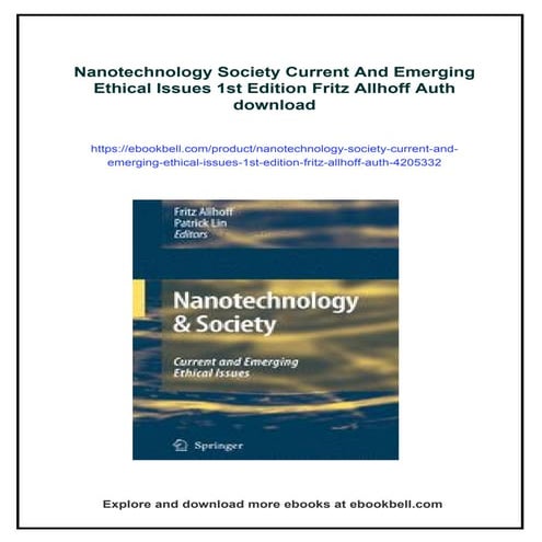 Nanotechnology Society Current And Emerging Ethical Issues 1st Edition Fritz ...