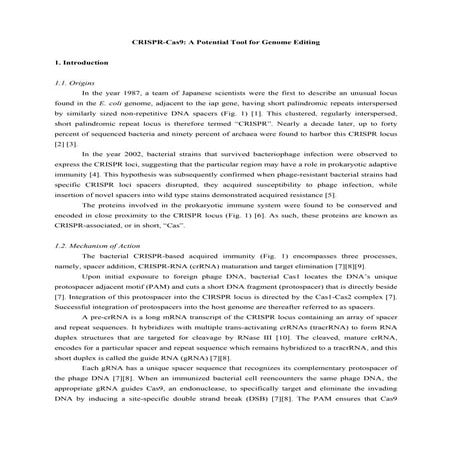 CRISPR-Cas9 Review: A potential tool for genome editing