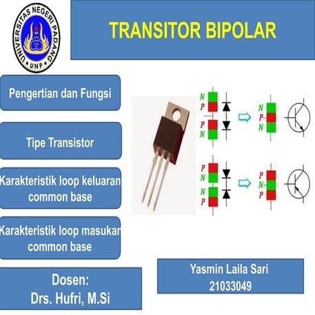 PPT ELEKTRONIKA DASAR KARAKTERISITIK TRANSISTOR BIPOLAR.pptx
