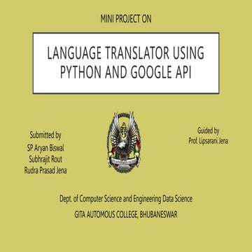 Language Translator using python and google API | PPTX