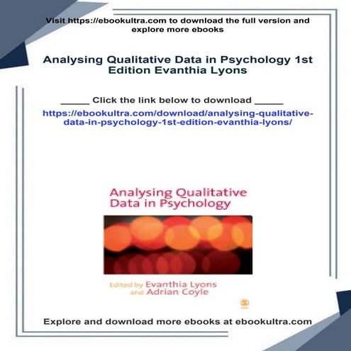Analysing Qualitative Data in Psychology 1st Edition Evanthia Lyons