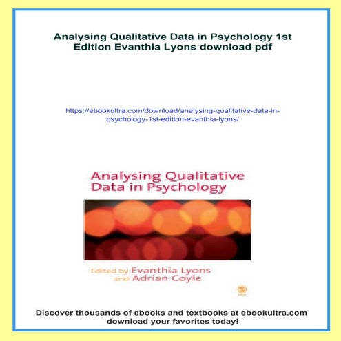 Analysing Qualitative Data in Psychology 1st Edition Evanthia Lyons
