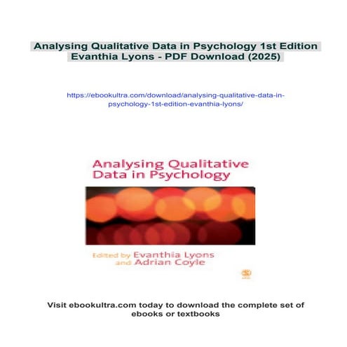 Analysing Qualitative Data in Psychology 1st Edition Evanthia Lyons